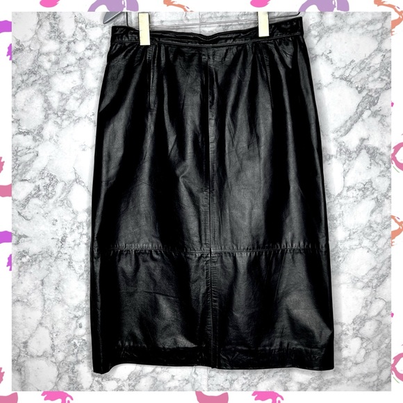 ⭐️ WEST BAY Black 90s LEATHER Pencil Midi Skirt Women’s Medium - Picture 9 of 10